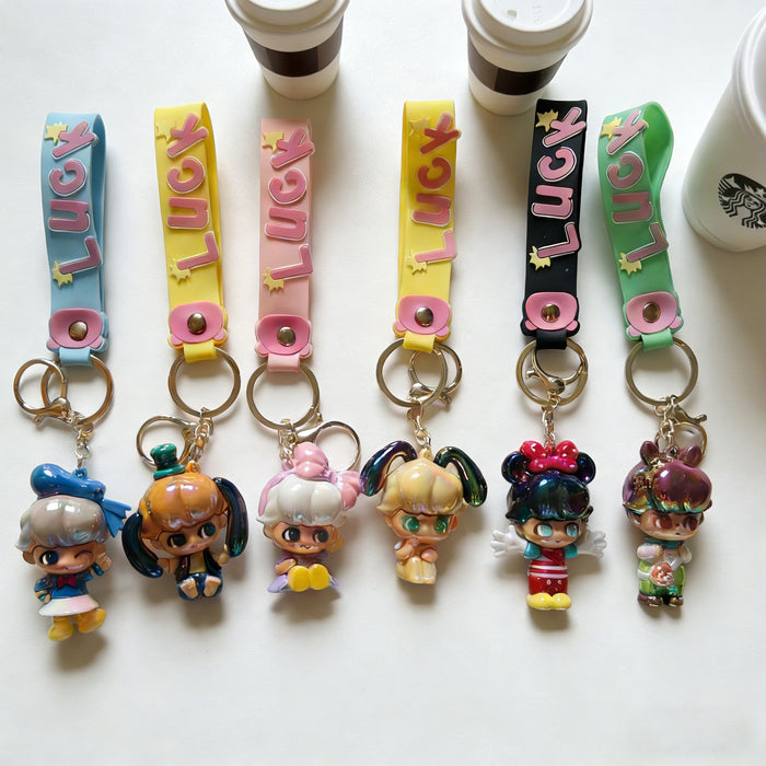 Wholesale Cute electroplated cartoon colorful keychains for couples