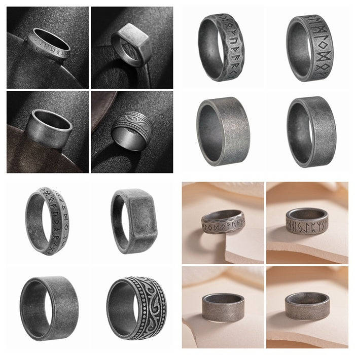 Wholesale Rune Titanium Steel Men's Ring JDC-RS-YuYuan001