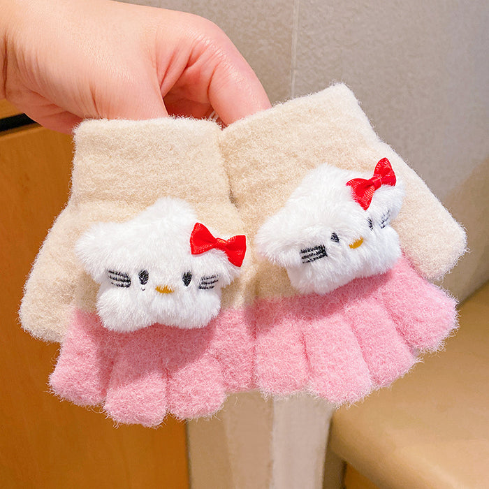 Wholesale Cartoon knitted children' s winter gloves