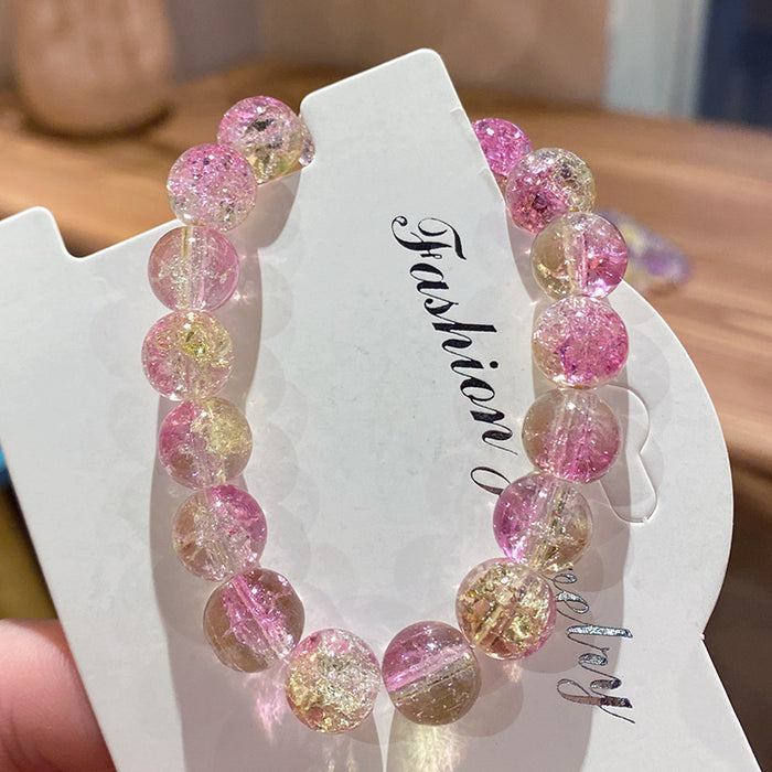 Wholesale Glass Bead Bracelet Ice-Clear Two-Tone Violet Children' s Jewelry Accessory MOQ≥2