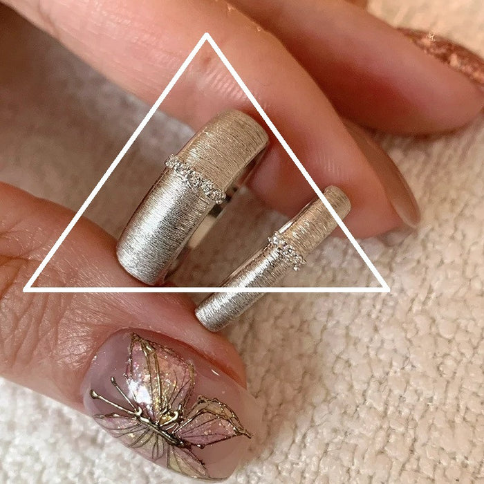 Wholesale Niche design brushed diamond ring, plain silver ring, stacked ring