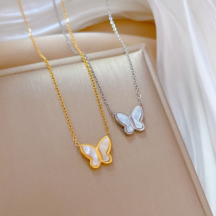 Wholesale Shell Butterfly Titanium Steel Necklace JDC-NE-LiGe006