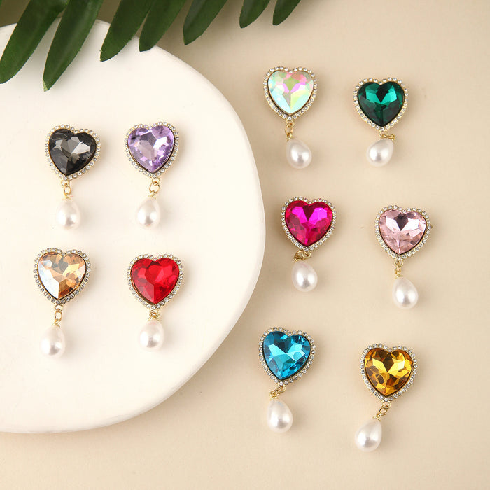 Wholesale Advanced pearl DIY accessories with diamond inlay, light luxury temperament, love crystal tassel alloy accessories, jewelry