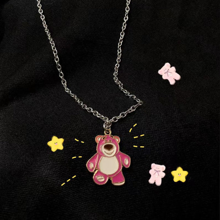 Wholesale Cartoon Style Smiling Bear Personality Pendant Stainless Steel Children's Necklace JDC-NE-YSJZ003