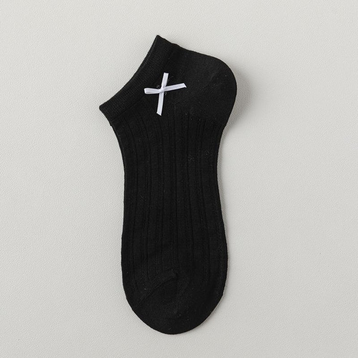 Wholesale Mesh small bow solid color boat socks short socks thin
