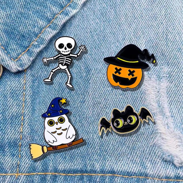 Wholesale  cartoon pumpkin head skull brooch cute sweet Ghost Owl n pin badge