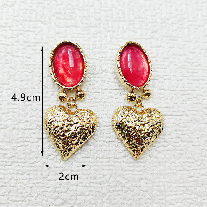 Wholesale Vintage Golden Rose Earrings Palace Style Transparent Flower Glass Earrings Niche Exaggerated Earrings Earrings C153