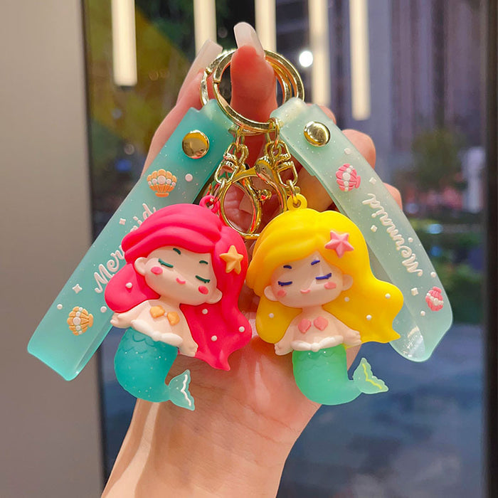 Wholesale Cartoon mermaid keychain pendant cute mermaid doll car key chain bag pendant small gift