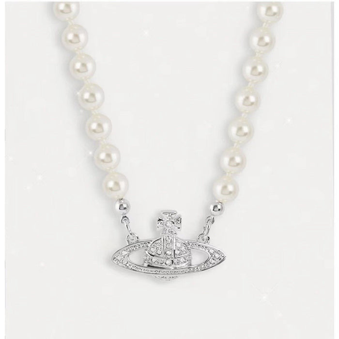 Wholesale  Saturn Necklace  Bead Clavicle Chain pearl necklace