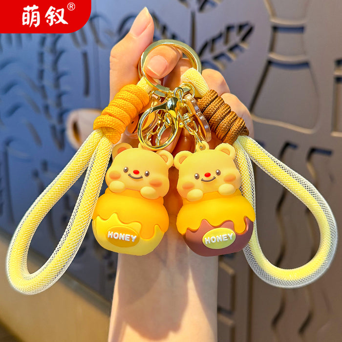 Wholesale 3pcs Cute honey bee jar butter keychain