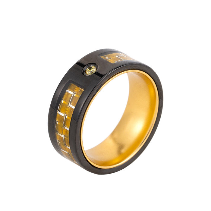 Wholesale Colorful Multi-color Titanium Steel Carbon Fiber Diamond Men's Ring JDC-RS-XYao005