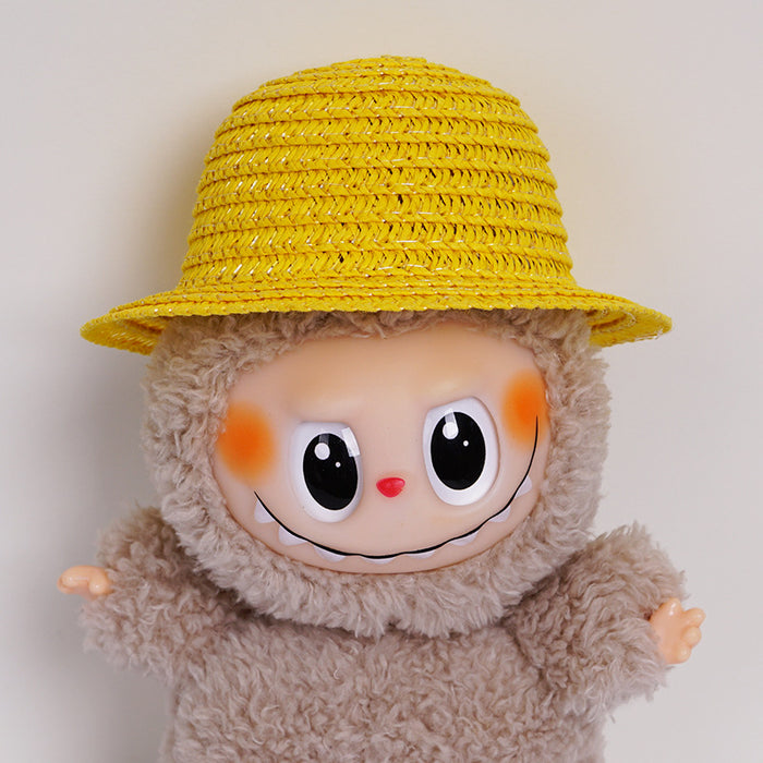 Wholesale  mini hollow top woven straw hat dome wave pull cloth leaking ear hat dress-up baby clothes accessories