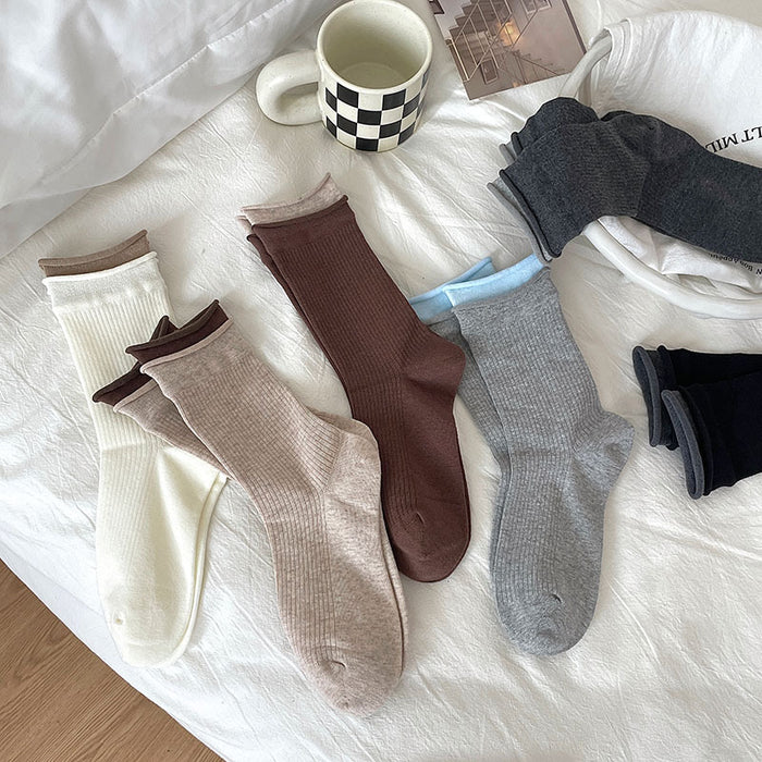 Wholesale Long socks with rolled edges and boneless middle tube socks, versatile and loose fit