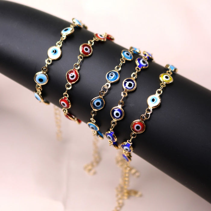 Wholesale Adjustable Retro Color Drip Oil Eye Bracelet