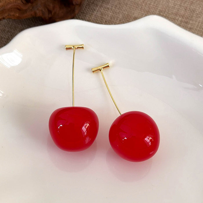 Wholesale Resin Cherry Earrings - Trendy Fruit Design Fashion Accessory