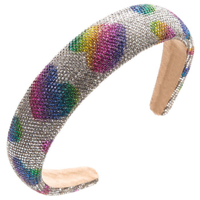 Wholesale Valentine' s Day super sparkly rhinestone-encrusted wide headband with heart pattern