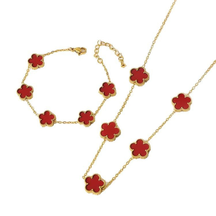 Wholesale Stainless steel clover necklace bracelet earrings