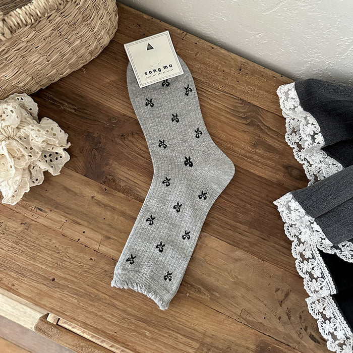 Wholesale Socks, bow, middle tube, socks, polka dots, pile socks, cotton