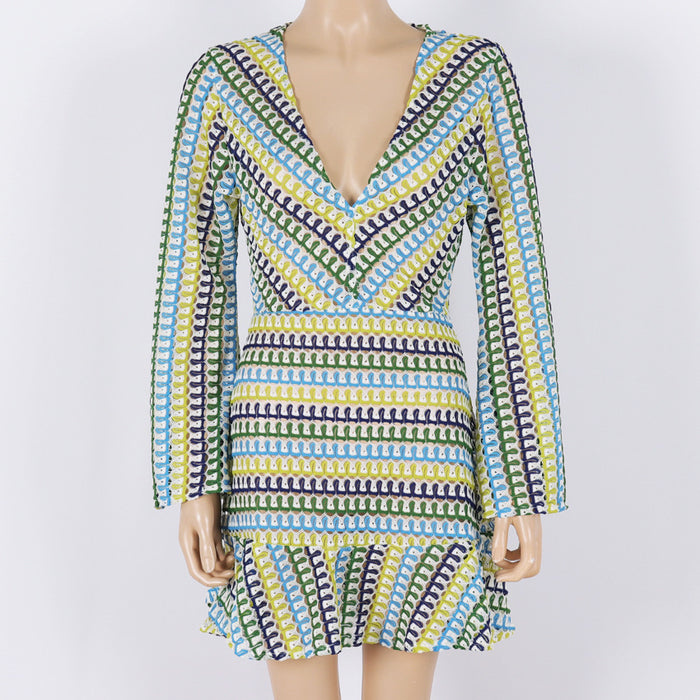 Wholesale Sexy short lace contrasting long sleeved jumpsuit short skirt beach swimsuit outfit