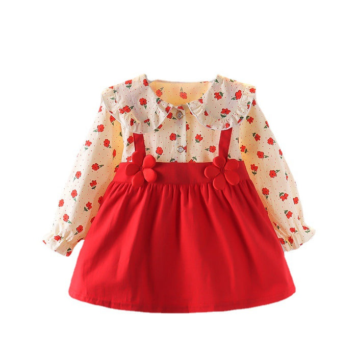 Wholesale One and A Half Year Old Baby Autumn Dress Skirt Baby Girl Clothes Cute Floral Dress 2 Girls Dress 3 Princess Dress JDC-CTS-MianY012