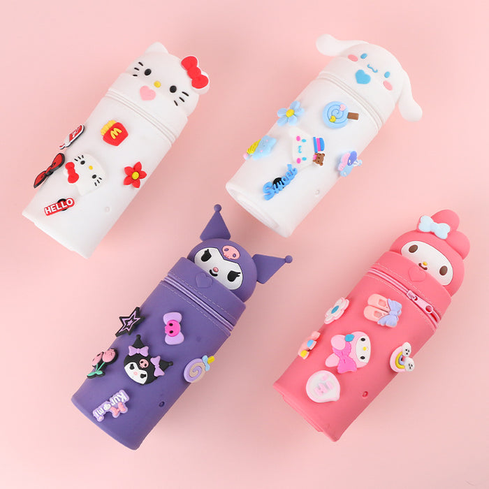 Wholesale Trendy Cartoon Hole Pencil Case Silicone Student Stationery minimum quantity：10