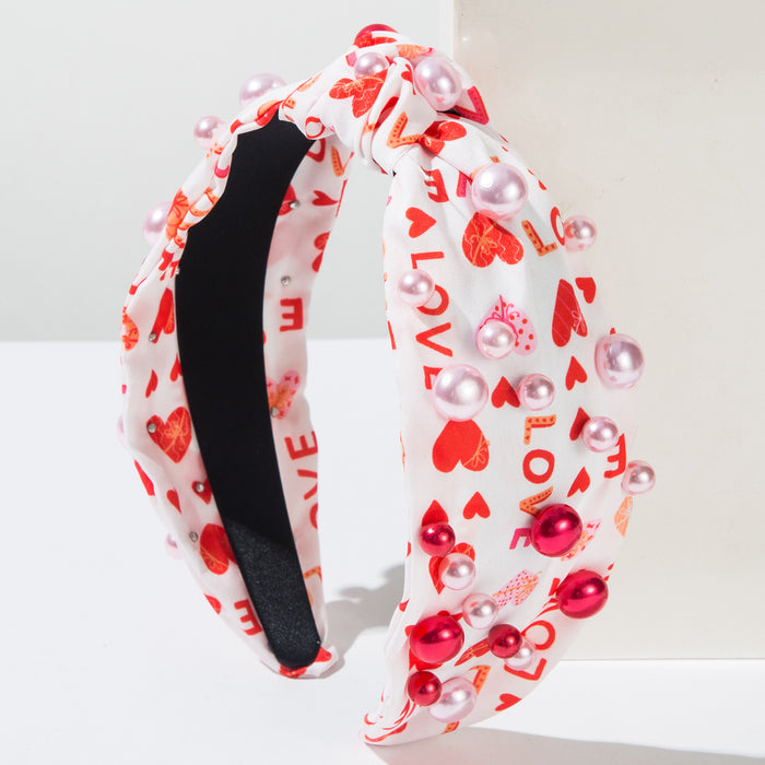 Wholesale Valentine' s Day knotted heart and letter print headband