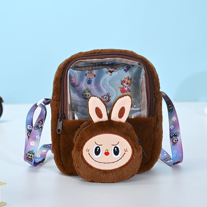 Wholesale Transparent Visible Plush Cartoon Doll Crossbody Bag and Backpack