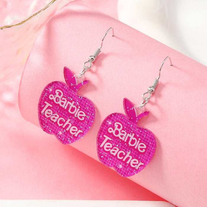Wholesale Love Lady Apple Teacher Acrylic Earrings JDC-ES-FSY001