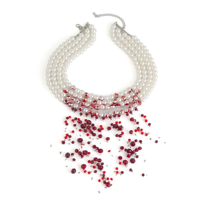 Wholesale Jewelry Gothic Pearl Necklace choker Halloween Blood Drops Tassel Crystal Clavicle Chain