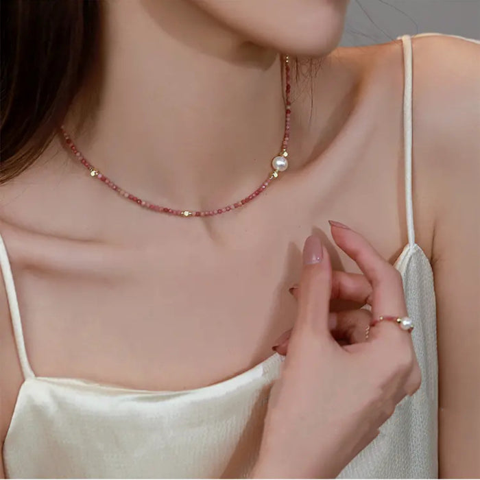 Wholesale Natural stone bead necklace light luxury niche retro red patterned stone layered turquoise high-end necklace