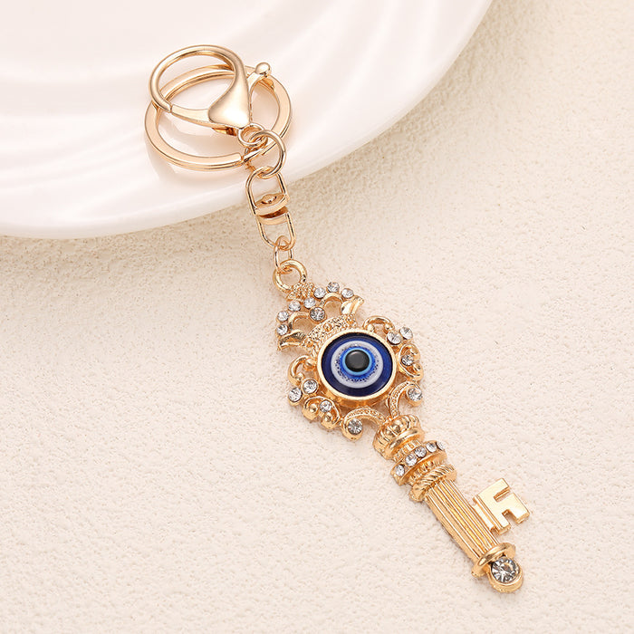 Wholesale Chic Evil Eye Rhinestone Keychain Pendant Zinc Alloy Bag Charm MOQ≥2