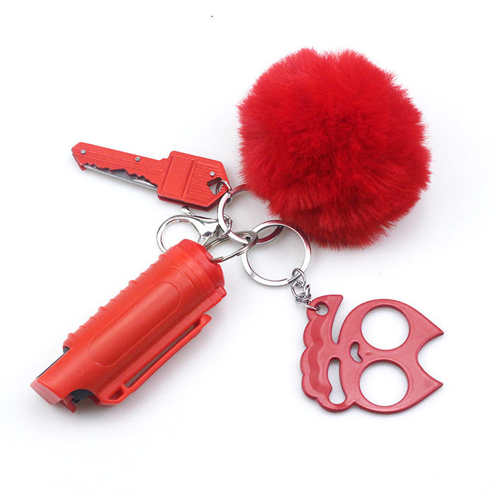 Wholesale Hair Ball Multi-function Plastic Keychain Set 4 Pieces JDC-KC-TouMS042