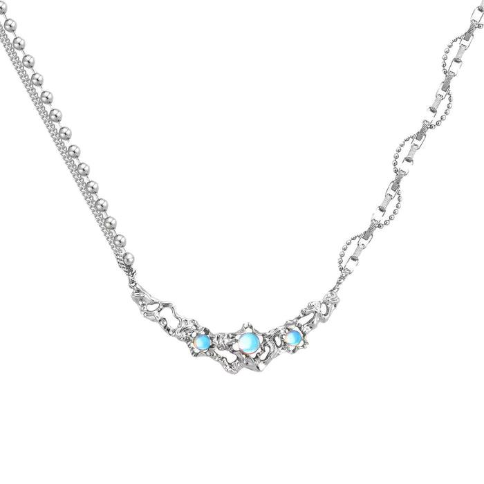 Wholesale New light luxury liquid imitation moonstone necklace with niche design and high-end collarbone chain