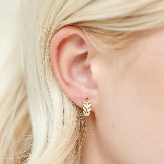 Wholesale Olive leaf studded diamond earrings, wheat ear earrings, earrings with circular ring temperament, leaf ear buckles wholesale