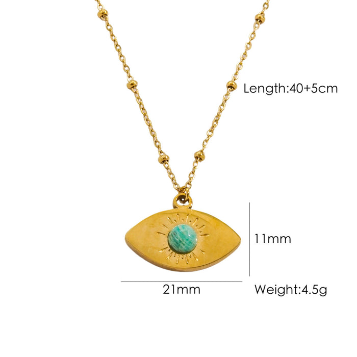 Wholesale Stainless Steel Jewelry Necklace Set Natural Stone Handmade Chain Color-preserving Jewelry Set