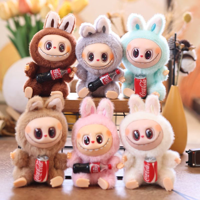 Wholesale Cute and cute second generation Coke vinyl rabbit pendant plush toy doll little rabbit bag pendant keychain