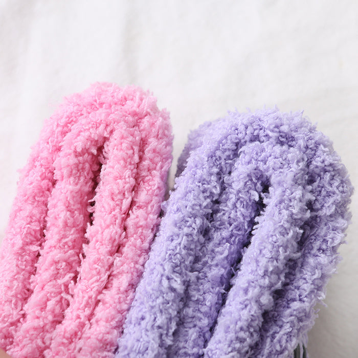 Wholesale Glass socks with adhesive letter design, coral fleece socks that won't fall off, plush socks