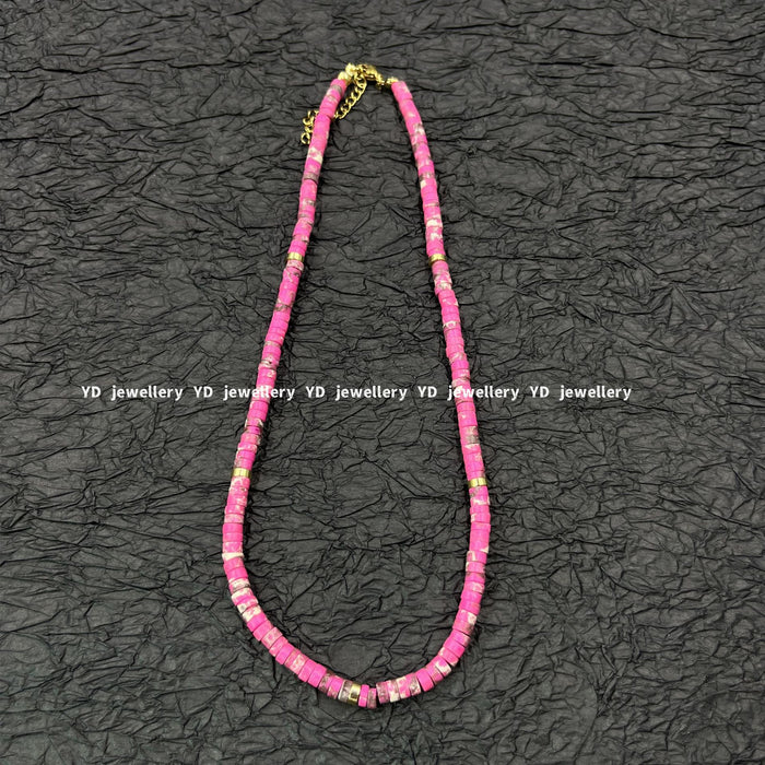 Wholesale Gemstone beaded moonstone patterned green water wave chain star and moon pendant stacked necklace