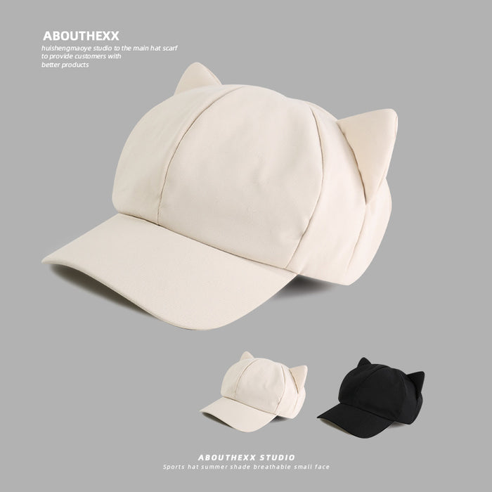 Wholesale Cute Cat's ears (Steamed cat-ear shaped bread) hat women's octagonal hat retro duck tongue beret newspaper children's hat men