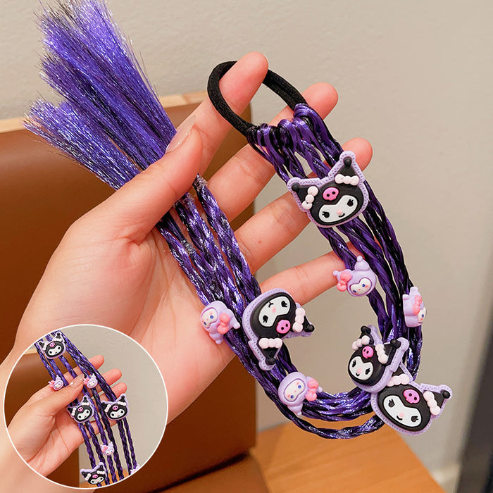 Wholesale Children' s Wig Braid Hair Ring Girls'  High Ponytail Tie Hair Rope Little Girl Sweet Cool Hair Rope Headwear