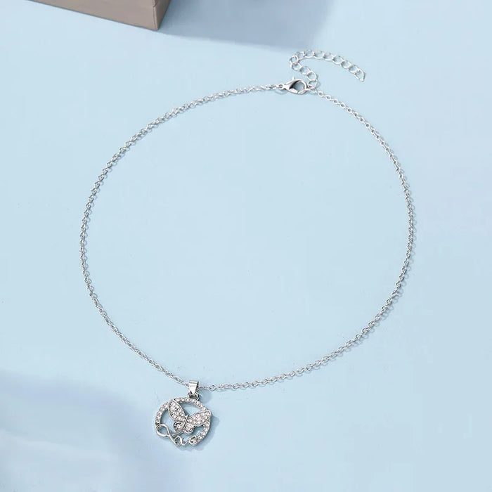 Wholesale Fashion and personalized double layered necklace with alloy butterfly thick chain pendant for accessories