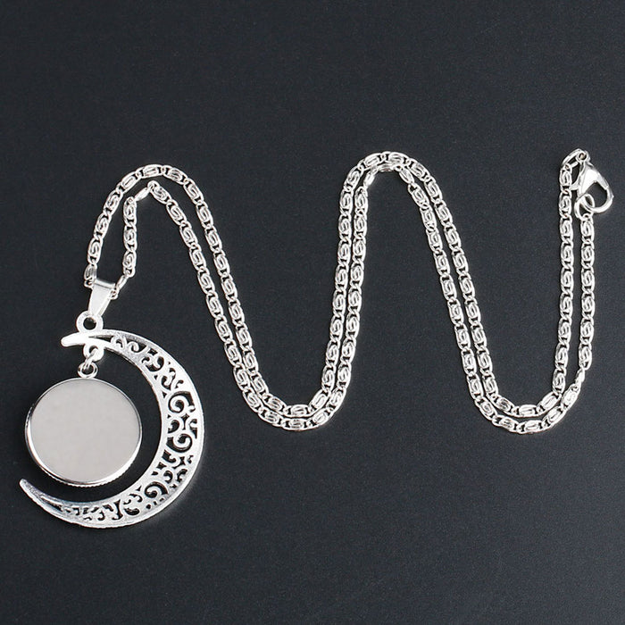 Wholesale Glass Cartoon Pattern Time Gem Moon Necklace JDC-NE-NH006