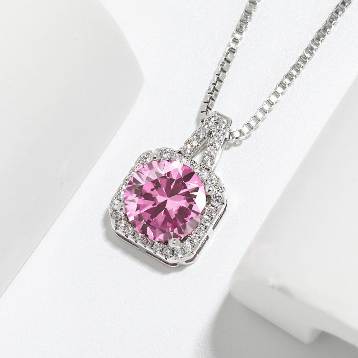 Wholesale Twelve Stars Stone Square Sugar Necklace High-grade Four-claw Square Bag Necklace