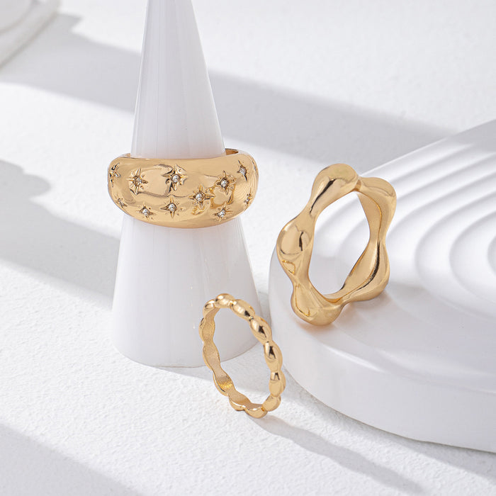 Wholesale  One  Set of Simple Daily Metal Ring Set