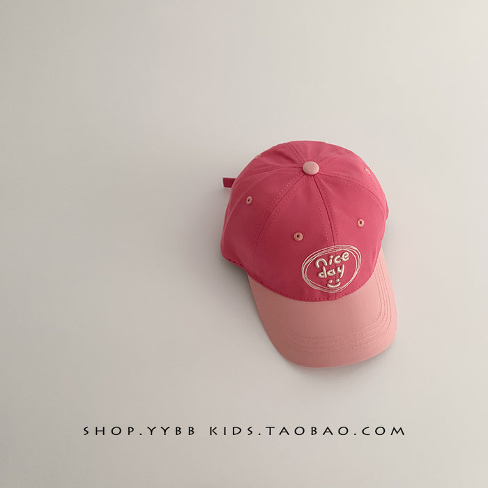 Wholesale Color blocked letter children's duck tongue hat, baby sun shading and sun protection versatile thin baseball cap