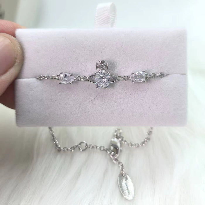 Wholesale Mermaid Tear Drop Zircon Bracelet Women's Casual Saturn Diamond Bracelet