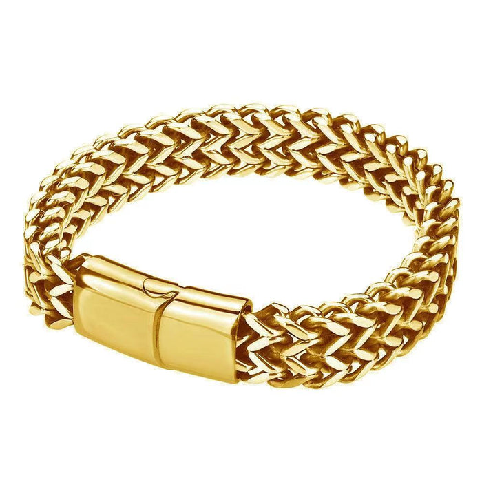 Wholesale Double layered woven bracelet made of titanium steel, rough and simple stainless steel