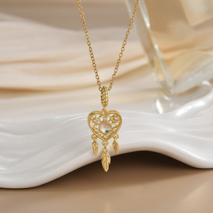 Wholesale Copper Gold Plated Dream Catcher Design Pendant Niche Necklace Women's Jewelry