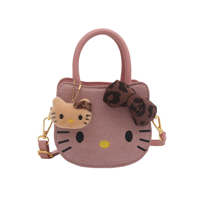 Wholesale Cute cartoon shoulder bag with leopard print bow.