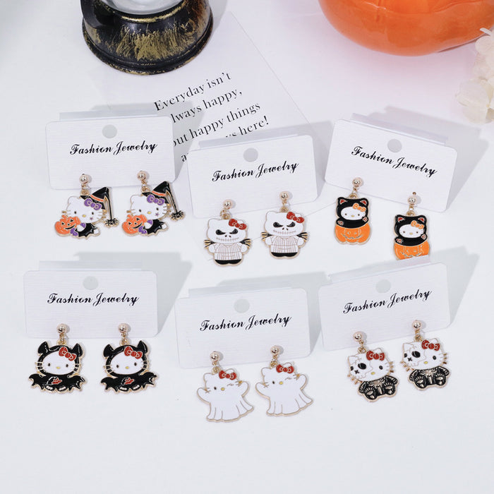 Wholesale Electroplated Metal  Earrings Cute Ghost Pumpkin Design Fashion Accessory MOQ≥2